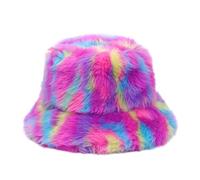 Reyox Femme Bob en Fausse Fourrure, Chapeau de Pêcheur Pliable, Bonnet d'hiver Chaud Multicolore 3