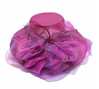 Reyox Femmes Chapeau Bibi, Capelines Organza Pliable, Chapeau de Soleil à Large Bord pour pour Fête Soirée Déguisement Eté Voyage Fushia