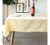 Reyox Nappe de Table en Polyester Nappe Anti Tache Lavable pour Fête Anniversaire Mariage Beige 140 x 140 cm Carré