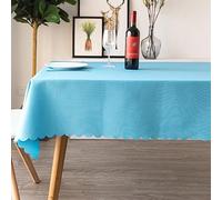 Reyox Nappe de Table en Polyester Nappe Anti Tache Lavable pour Fête Anniversaire Mariage Bleu Ciel 80 x 80 cm Carré