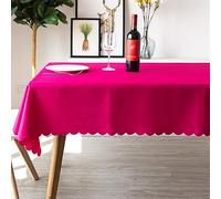 Reyox Nappe de Table en Polyester Nappe Anti Tache Lavable pour Fête Anniversaire Mariage Fuchsia 220 x 220 cm Carré