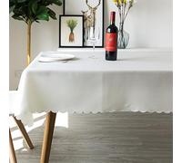 Reyox Nappe de Table en Polyester Nappe Anti Tache Lavable pour Fête Anniversaire Mariage Ivoire 260 x 260 cm Carré