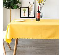Reyox Nappe de Table en Polyester Nappe Anti Tache Lavable pour Fête Anniversaire Mariage Jaune 180 x 180 cm Carré