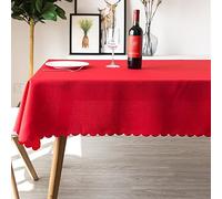 Reyox Nappe de Table en Polyester Nappe Anti Tache Lavable pour Fête Anniversaire Mariage Rouge 180 x 180 cm Carré