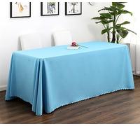 Reyox Nappe de Table en Polyester Nappe Lavable Anti Tache pour Fête Anniversaire Mariage Bleu Ciel 180 x 260 cm Rectangulaire
