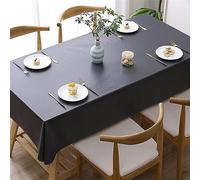 Reyox Nappe de Table en PVC Nappe Anti Tache Impermeable pour Table de Cuisine Salle À Manger Décoration Noir 120 x 120 cm Carré