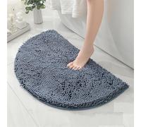 Reyox Tapis de Bain Demi Cercle en Chenille, Doux Tapis de Salle de Bain Absorbant Antidérapant Bleu Brume 40x60cm