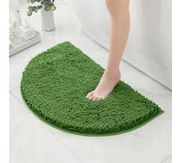Reyox Tapis de Bain Demi Cercle en Chenille, Doux Tapis de Salle de Bain Absorbant Antidérapant Vert forêt 40x60cm