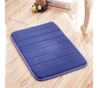 Reyox Tapis de Bain en Mousse à Mémoire de Forme, Doux Coral Velvet Tapis de Salle de Bain Absorbant Antidérapant Bleu Marine 30x50cm