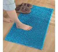 Reyox Tapis de Bain Microfibre de Chenille Absorbant, Tapis de Salle de Bain à Poils Longs Antidérapant Doux Bleu Ciel 30 x 50 cm