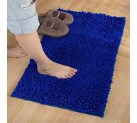 Reyox Tapis de Bain Microfibre de Chenille Absorbant, Tapis de Salle de Bain à Poils Longs Antidérapant Doux Bleu Royal 45 x 70 cm