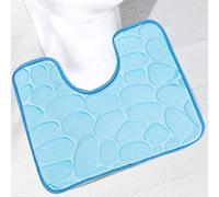 Reyox Tapis de Toilette Antidérapant Absorbant Tapis Contour de WC Polyester Forme de U Bleu Ciel 50 x 60 cm