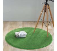 Reyox Tapis Ronde Unicolore Lavable Pile Courte Douce pour la Maison, la Salle de Bain, la Chambre et la Blanchisserie Vert Herbe 100 cm