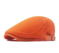 Reyox Unisexe Casquette Plate Été Filet Chapeau de Loisirs Respirant Reglable Béret Orange