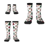 Reyrijf Personnalisé Phot visage chaussettes de Noël cadeau pour les femmes hommes, personnalisé drôle nouveauté chaussettes de Noël avec image vacances