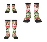 Reyrijf Personnalisé Phot visage chaussettes de Noël cadeau pour les femmes hommes, personnalisé drôle nouveauté chaussettes de Noël avec image vacances