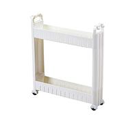 REYSTJYHK - Slim 2 Tier Storage Trolley, Wheeled Trolley, Mobile Storage Shelf Organizer for Kitchen Bathroom Laundry Office, Plastic, White, Width 10 cm