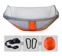 REYTORAnyway-Hamac de camping en nylon,250x120cm,avec moustiquaire,simple,double,poteau à ouverture rapide automatique - Type Orange-Gray
