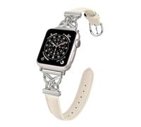 REYUIK Bracelet en cuir compatible avec Apple Watch 41 mm, 40 mm, 38 mm, 42 mm, 44 mm, 45 mm, 46 mm, 49 mm pour femme, bracelet fin en cuir véritable avec papillon habillé pour iWatch Series Ultra SE