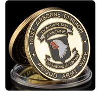 REZAJDUIE Pièce commémorative de la 101ème Division aéroportée de l'armée de l'air des états-Unis, pièce Souvenir plaquée Or, pièce de défi