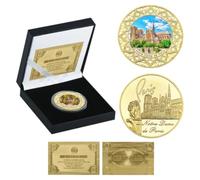 REZAJDUIE Pièce commémorative France Notre-Dame De Paris plaquée Or pièces De Collection pièce De défi médaille Souvenirs Cadeaux