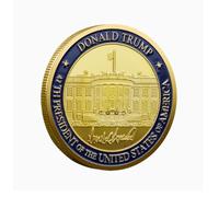 REZAJDUIE Pièce commémorative Président de l'Amérique Donald Trump 2024 Pièce Souvenir Supporters de Trump La Maison Blanche Plaqué Or Souvenirs Pièces Cadeau