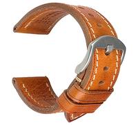 REZERO Bracelet de Montre, Sangle de Montre en Cuir Véritable Tanné Végétal et Cirée à l’Huile, Épais et Léger, Lanière de Remplacement pour Homme, Femme 18mm 19mm 20mm 21mm 22mm 23mm 24mm 26mm