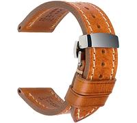 REZERO Bracelet de Montre, Sangle de Montre en Cuir Véritable Tanné Végétal et Cirée à l’Huile, Épais et Léger, Lanière de Remplacement pour Homme, Femme 18mm 19mm 20mm 21mm 22mm 23mm 24mm 26mm