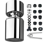 REZZI Aérateur de Robinet 360° Pivotant, Mousseur Robinet de Cuisine avec 2 Modes, Économie d'Eau, Convient aux Robinets de Cuisine et de Salle de Bain, Fini en Chrome