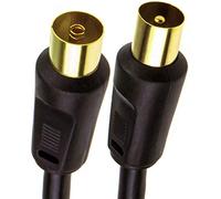 RF coaxial TV Antenne Cordon Coax Fiche vers Femelle Noir RG59 câble Plaqués Or 0,5 m [0.5 mètre/0,5m]