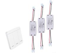 RF433 Télécommande sans fil AC 90-250 V 10 A | Boîtier en ABS, installation facile, convient pour les systèmes électriques domestiques ou industriels (3 panneaux LN3 + 3 voies)