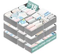 RFAQK Lot de 18 grands organiseurs de tiroir pliables pour vêtements, sous-vêtements, commode, vêtements de chambre d'enfant, commode, séparateurs de tiroir et bacs de rangement pour soutien-gorge,