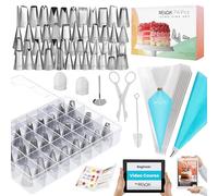 RFAQK Lot de 74 Poches à Douille et Douilles pour décoration de gâteaux avec 48 Douilles numérotées, 20 + 1 Poches à Douille pour décoration de gâteaux, Biscuits, Cupcakes, Douilles de décoration de