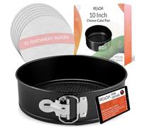 RFAQK Moule à gâteau anti-adhésif de 25,4 cm avec fond amovible, moule à gâteau au fromage étanche avec 30 feuilles de papier sulfurisé, livre électronique inclus
