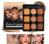 Rfcbc-Kit De Surbrillance De Contour De 9 Couleurs, Contour Palette Médium Au Noir, Haute Couleur Mate, Forme La Silhouette Et Met En Évidence Le Maquillage, Makeup Contour Powder (01, 02)
