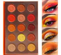 Rfcbc-Palette Fard À Paupières Maquillage Yeux Paillette Mat Rouge-Orange, Eyeshadow Palette Glitter Matte Pigmentées,Scintillantes Brun Neutre Or Jaune Automne Coucher Soleil Métallisé Fille Femme