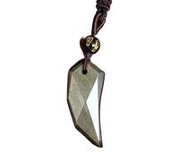 RFDRR Collier Pendentif Pierres Naturelles Obsidienne dorée Pendentif dent de Loup Collier Gratuit Obsidienne Noire Transfert Bijoux en Cristal Porte-Bonheur Cadeau énergétique