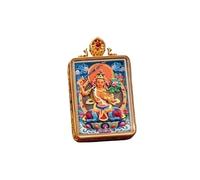 RFDRR Mini Pendentif Thangka Peint à la Main, boîte Ghau dorée, Collier d'art Populaire tibétain avec Plusieurs Motifs de divinités de Bouddha(Manjusri Bodhisattva)