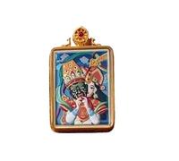 RFDRR Mini Pendentif Thangka Peint à la Main, boîte Ghau dorée, Collier d'art Populaire tibétain avec Plusieurs Motifs de divinités de Bouddha(Past and Present Lives)