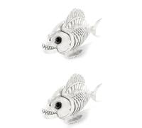 Rfeeuubft 2X ModèLe de Décoration d'halloween de Poisson Squelette,Ornements d'art en Os de Poissons Crâne de Carpe Animale en Plastique,pour la Décoration de Chambre à Coucher de