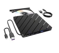 Rfeeuubft Lecteur CD/DVD Externe pour Ordinateur Portable, Graveur de CD/DVD Portable Ultra-Mince USB 7 en 1, Graveur de Disque Externe
