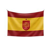 RFEF - Drapeau de l'Espagne | Détaillé avec le Bouclier de l'équipe espagnole et l'Étoile du Monde - En Polyester | Dimensions 90 x 100 cm