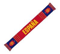 RFEF Echarpe Espagne 2026 - Écharpe officielle de l'équipe espagnole - Design rouge avec bandes bleues, "ESPAGNE" en jaune, blason RFEF et franges multicolores