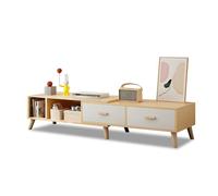 RFEGJVII Meuble TV rétractable de 78 cm, table console TV moderne avec 2 tiroirs et étagère ouverte, support de télévision, table TV, console multimédia pour salon (marron clair)