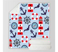 RFFLUX 3D Ancre Couverture 180x220 cm 2 Personnes Douce et Chaude Plaid Couverture Phare Blanket en Microfibre Flanelle Canapé La Chambre Jete de lit(Style 32-7)