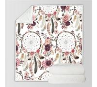 RFFLUX 3D Attrape-rêves Couverture 150x200 cm 1 Personne Douce et Chaude Plaid Couverture Fleurs Attrape-rêves Blanket en Microfibre Flanelle Canapé La Chambre Jete de lit（Style 12-18）