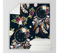 RFFLUX 3D Attrape-rêves Couverture 220x240 cm 2 Personnes Douce et Chaude Plaid Couverture Fleurs Blanket en Microfibre Flanelle Canapé La Chambre Jete de lit(Style 24-20)