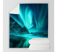 RFFLUX 3D Aurore Couverture 150x200 cm 1 Personne Douce et Chaude Plaid Couverture Thème d'hiver Blanket en Microfibre Flanelle Canapé La Chambre Jete de lit（Style 3-8）
