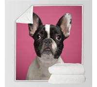 RFFLUX 3D Bouledogue Français Couverture 180x220 cm 2 Personnes Douce et Chaude Plaid Couverture Animaux Chiens Blanket en Microfibre Flanelle Canapé La Chambre Jete de lit（Style 22-19）
