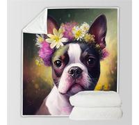 RFFLUX 3D Bouledogue Français Couverture 220x240 cm 2 Personnes Douce et Chaude Plaid Couverture Chien Mignon Blanket en Microfibre Flanelle Canapé La Chambre Jete de lit（Style 25-7）